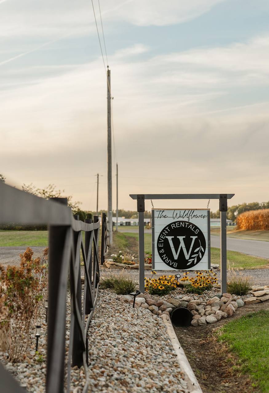 The Wildflower Barn entrance sign