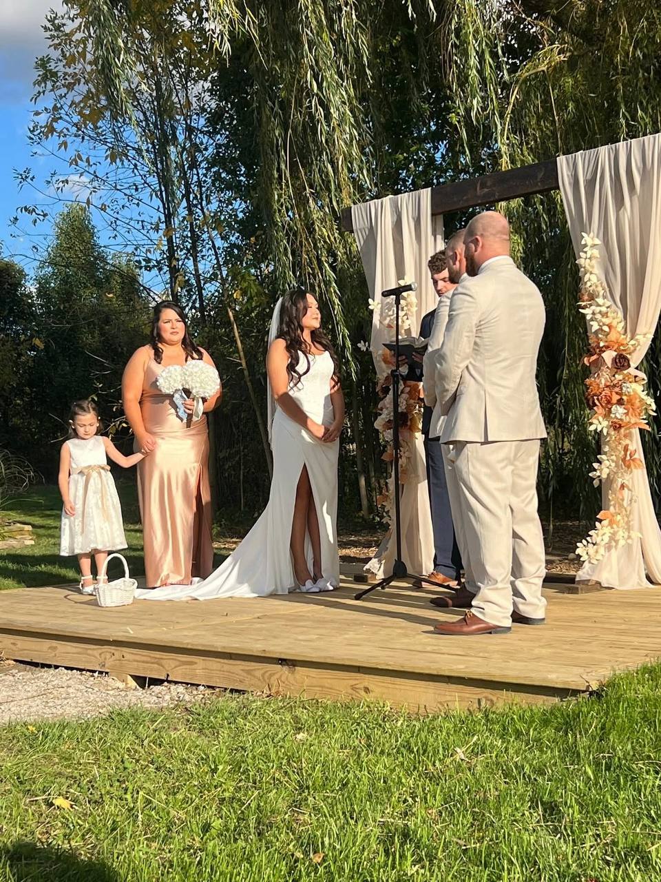 Wedding ceremony at the outdoor altar
